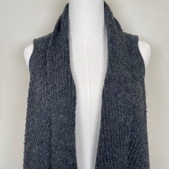 RUDSAK Wool Charcoal Grey Knit Sleeveless Waterfall Vest‎ Duster Cardigan XS/S - Picture 4 of 12